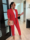 CM.YAYA Elegant Solid Blazer Suit and Pants Two 2 Piece Set  Women 2023 Autumn Winter Classic OL Street Outfit Tracksuit