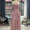 Chic pleated halter neck long vacation dress high quality purple strapless Lotus Edge Maxi Dress 2026 New Lady Vacation Gowns