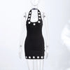 Sexy Halter Metal Ring Cutout Dress Women's O-neck Sleeveless Bodycon Mini Dresses 2026 Summer New Lady Fashion Edgy Party Wear