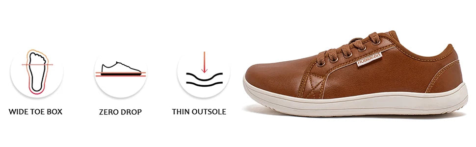 HOBIBEAR Minimalistische Schuhe für Herren und Damen, weite Zehenbox, Barfuß-Schuhe, Zero Drop, Freizeit-Sneaker aus Kunstleder, leichte Walking-Sneaker