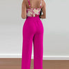 Women Fashion Print Halter V-Neck Short Tank Suit Tops Long Pants Matching Set Summer Casual Female Slim Pants Two Piece Sets