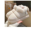 Bow Knot Short Ankle Snow Boots Women Winter Plush And Thick Insulation Waterproof PU Cotton Household Shoes Home Slipper Women