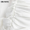 CM.YAYA 2024 Spring/Summer A-Line Women Skirt Satin Ruffles 3D Floral Decorations Night Club Party Hip-Wrapped Short Skirts