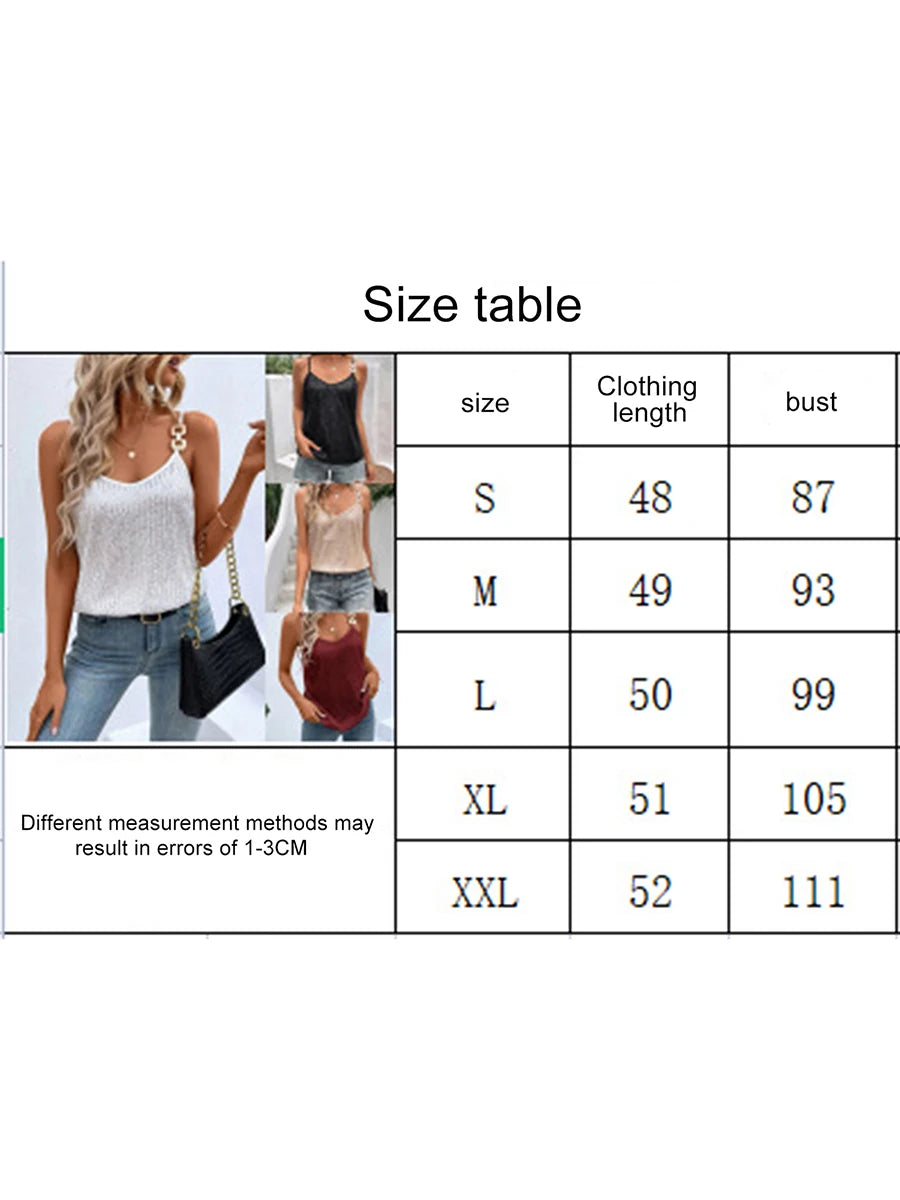 Women Glitter Loose Camisole Tops Sleeveless V Neck Vest Casual Elegant Tank Tops Female Summer Shirts