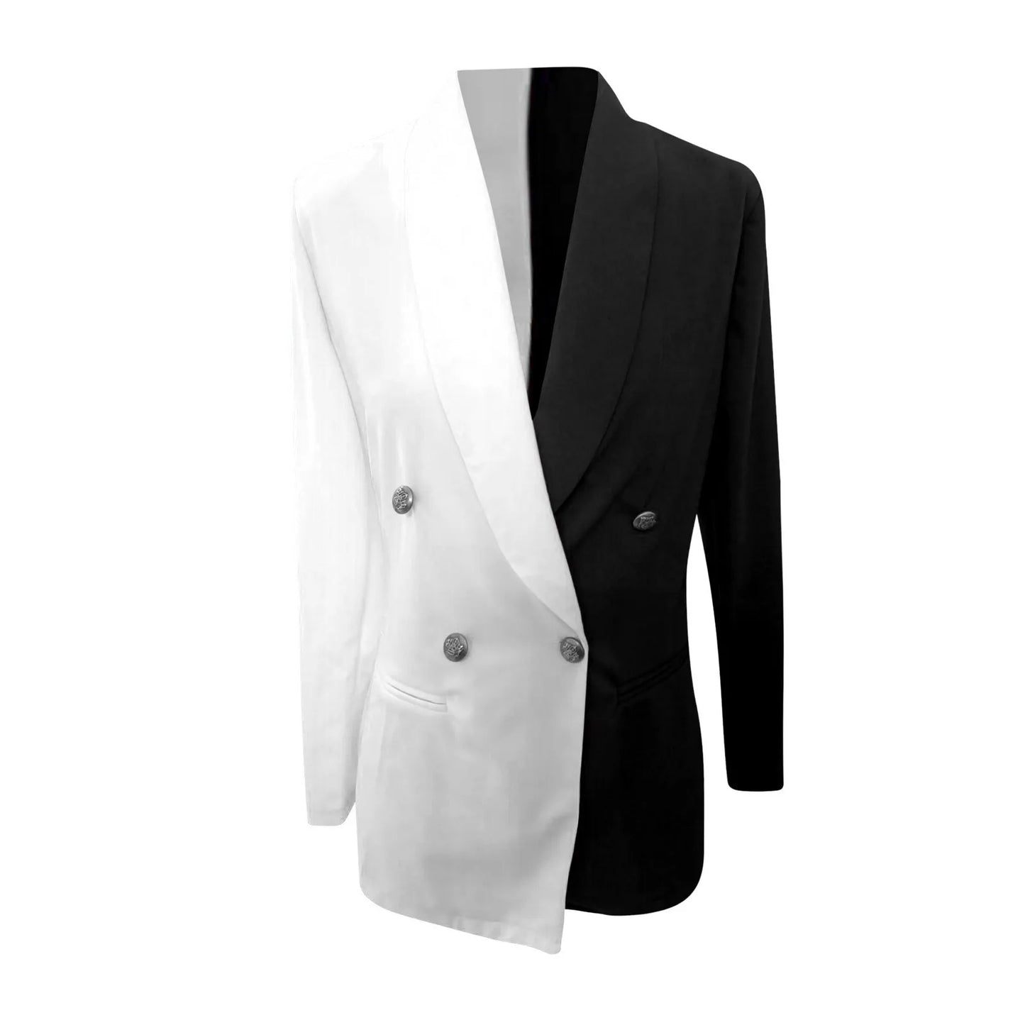 Women Blazer Elegant Office Lady Suit Deep V-Neck Long Sleeve Patchwork Slim OL Double Breasted Dress Coat Contrast Color Suits