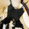 SINGREINY Summer Irregular Sexy Camisole French Style Sleeveless Sheath Camis 2025 Women Lace Spliced Solid Streetwear Camis