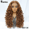 Latisha 13X6 HD Synthetische Spitzenfrontperücke lockig vorgezupfte Lace-Frontal-Perücke mit Pony für Damen, Highlights mit Babyhaar, 24 Zoll