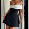 Damen Trägerloses Rückenfreies Kurzes Kleid Elegant Sexy Off Shoulder Ärmellose Kleider 2025 Damen Abendparty Geburtstagskleider Schwarz
