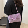 Acryl-Ketten-Umhängetaschen, quadratisch, lässig, Klappe, Damen-Pendeltaschen, gesteppt, All-Match, Winter, große Kapazität für Mädchen zum Einkaufen