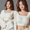 Women'S Winter Warm Fleece Padded Vest Bralette Bra Crop Top Thermal Underwear Solid Color Underwear With Chest Pads Thickened