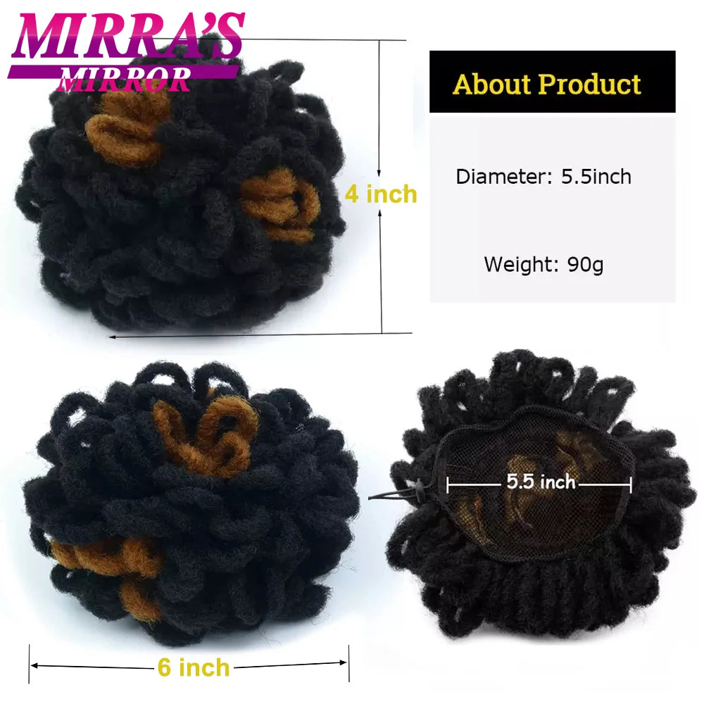 Synthetic Afro Puff Drawstring Ponytail Hair Bun 10 Inch Short Afro Kinkys Curly Afro Bun Extension Hairpieces Large Size