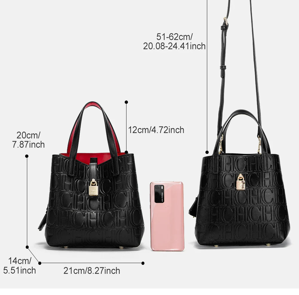 CHCH Damen Einkaufstasche Neu Geprägte Stahl-Handtasche Brötchentasche Mutter Einkaufstasche