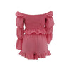 Chic Women Sweet Set Puff Sleeve Crop Tops and Shorts Outfits Solid Stretch Pleated Sexy Summer Girl 2 Two Piece Suit