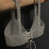 Handmade Crystal Top Women Fashion Beaded Bra Beading Tops Ladies Pearl Cape Smock Outwear Woman Celebrity Covery Top