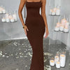 Elegantes, tief ausgeschnittenes, rückenfreies, eng anliegendes Maxikleid für Damen – Spaghettiträger, ärmellos, Bodycon-Kleid, sexy Club-Party-Kleider