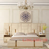 MANBAS Luxury Modern King Size Bed with Soft Upholstered Headboard and Storage Nightstands - Genuine Leather Bedroom Furniture