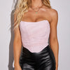 NewAsia Sexy Corset Top Women Sleeveless Off Shoulder Female Boned Cropped Streetwear Bustier Mesh Crop Top White