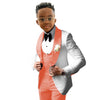 Suit for Boys Wedding Tuxedo 3 Piece White Jacket Royal Blue Pants Vest Kids Blazer Set Slim Fit Tailored Outfit