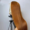 13x6 Ginger Blonde Fall Colored Human Hair Lace Front Wigs 180% HD Lace Frontal Wigs Straight Honey Blonde Human Hair Wig
