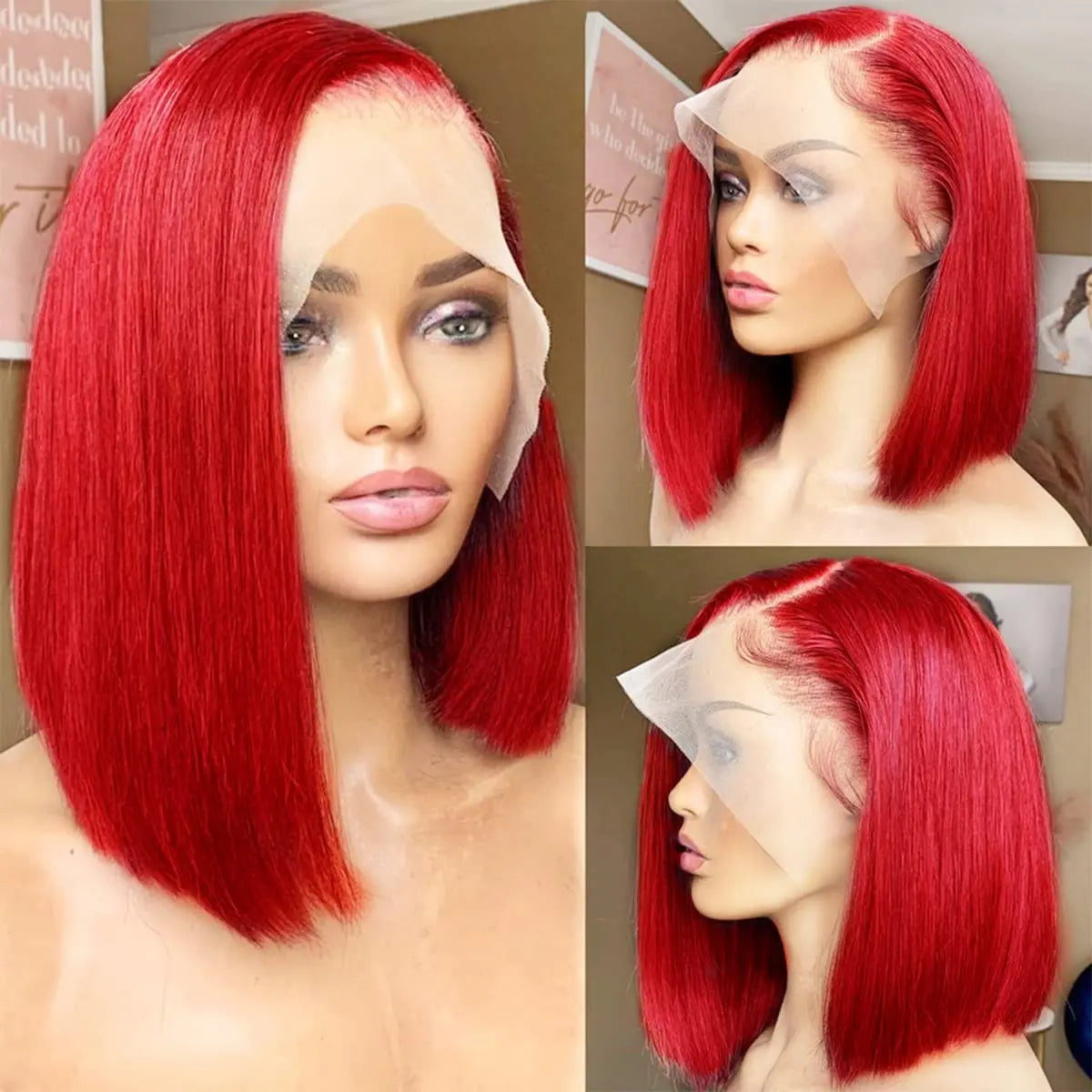 Kurze Ombre Honigblonde Bob Perücke mit Babyhaar Honigbraune Glatte Echthaarperücken Lace Part Seitenbraune Perücken für Schwarze Frauen