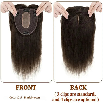 Silk Top Base Swiss Lace Clip In Topper Straight Women Toupee With Bangs Breathable And Soft Real Human Hairpiece Blonde Color