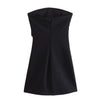TRAF Damenkleid schulterfrei Korsett Kurze Kleider Gerafftes rückenfreies blaues schwarzes weißes Kleid Damen sexy Bodycon Partykleider