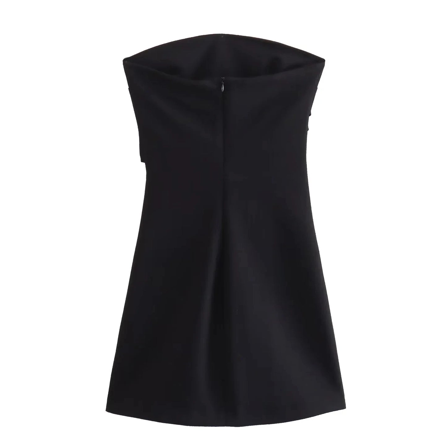 TRAF Damenkleid schulterfrei Korsett Kurze Kleider Gerafftes rückenfreies blaues schwarzes weißes Kleid Damen sexy Bodycon Partykleider