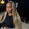 Ombre Dirty Blonde Straight Lace Frontal Wig 13x6 Human Hair Wigs Ash Blonde with Dark Roots 13x4 Lace Front Wigs for Women