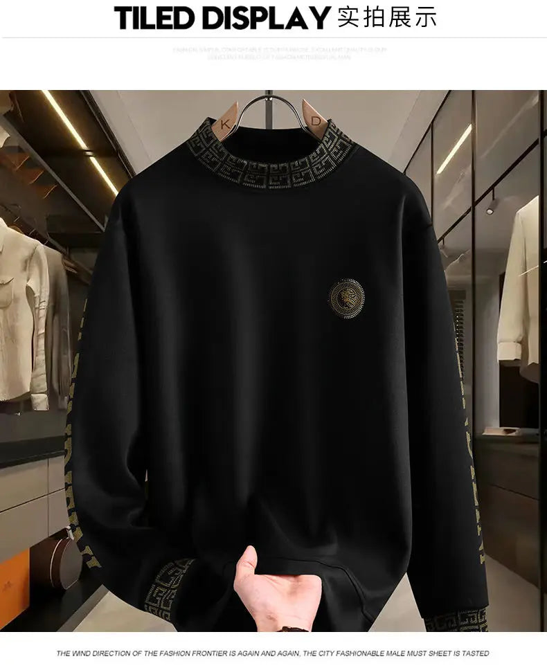 Fashion Hip Hop Halbhoher Kragen Sweatshirts Luxus-Druck Mode Vielseitiger Pullover Hoodie Soziale Nachtclub Herrenbekleidung