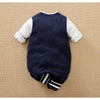 Baby Long Sleeved Jumpsuit Spring And Autumn Boys And Girls Baseball Suit Letter Embroidered Cotton Soft 0-18m One Piece Set