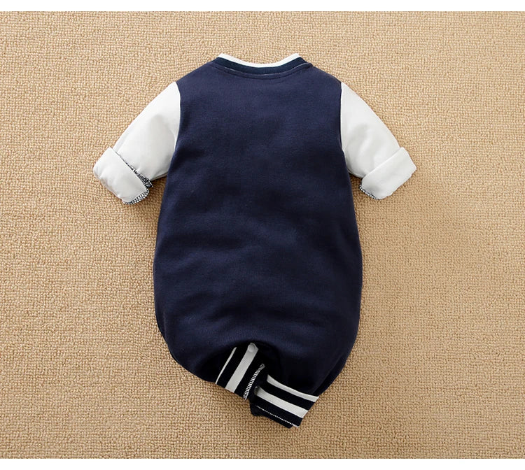 Baby Long Sleeved Jumpsuit Spring And Autumn Boys And Girls Baseball Suit Letter Embroidered Cotton Soft 0-18m One Piece Set
