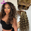 SOVO Honey Blonde Water Wave Human Hair Extensions 100 G Highlight P6/613 Natural Wet and Wavy Peruvian Curly Hair Weave Bundles
