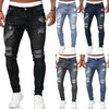 Zerrissene Skinny Jeans Herren Casual Slim Fit Bleistift-Denim-Hose Herren Vintage Washed Solid Denim Hose Hot Sale Mode Street Style