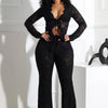 2025 Women's Set Long Sleeve Lace See Through Shirt + Long Pants Street Evening Sexy Two 2Piece Sets Outfits Tracksuit
