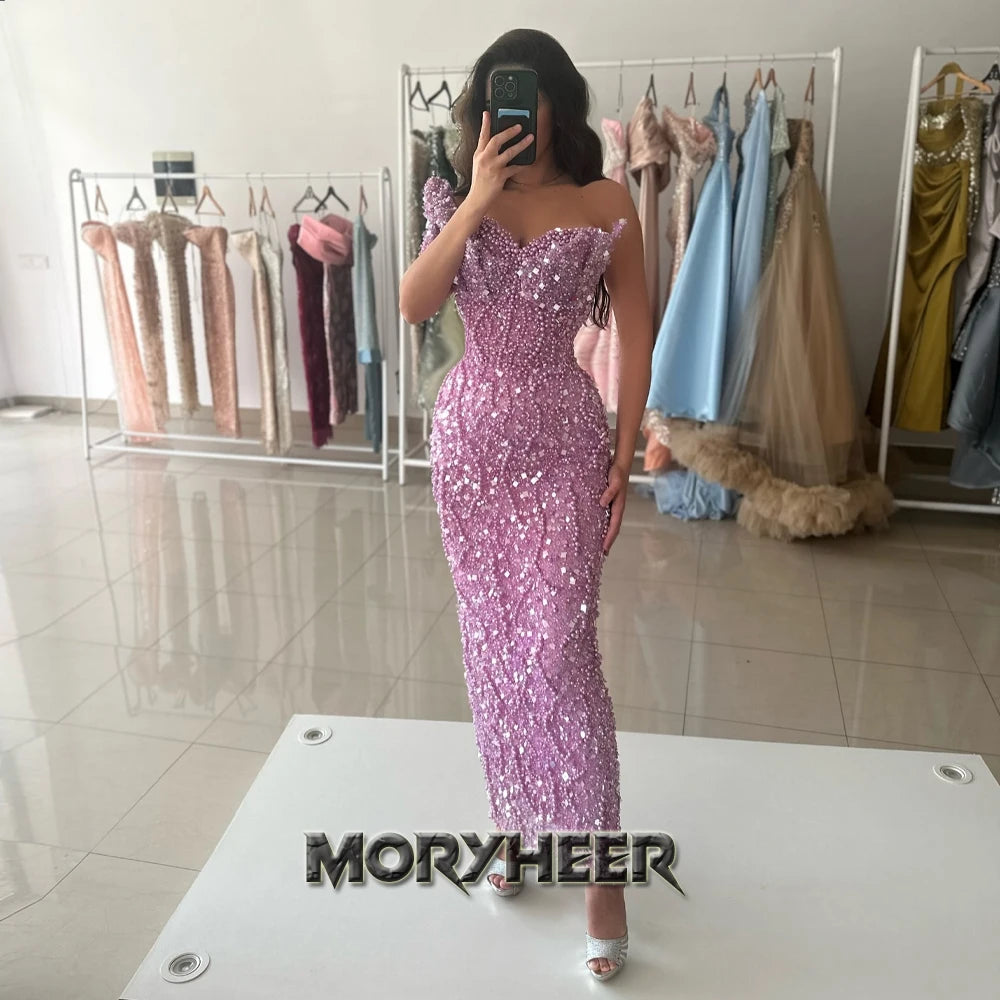 MORYHEER Exquisite Pearls Prom Dresses Sweetheart One-shoulder Mermaid Pageant Party Gown Vestidos De Gala Customized Plus Size