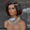 Ombre Chotolate brown Straight Bob 13x4 Lace Closure Human hair Wigs 100% Vietnamese Hair Wear and Go Glueless Layered Cut Wig