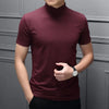 2022 Trend Summer Men Half high Collar Mercerized Cotton Short Sleeve Slim Body T-Shirt Men Solid Color Modale High Collar