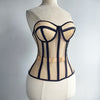 Women Luxury Mesh Corset Bustier Transparent Bodices With Cups Waist Slimmer Lace Up Steel Bone Tight Fitting Tube Tops Costume