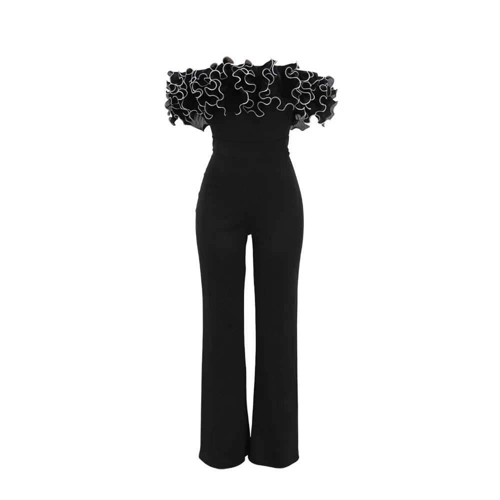 Sexy Jumpsuit mit Slash-Ausschnitt, figurbetont, für Damen, Overall, Rose, Einteiler, Damen, Club-Overalls, Promi-Outfits, Party, Sexy Rompers