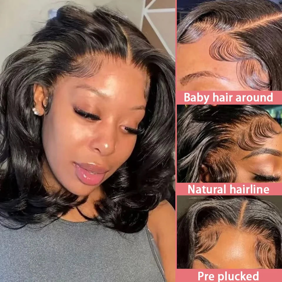 Short Bob Wig Body Wave 13x4 Glueless Wig Human Hair Brazilian Ready To Wear 4x4 Lace Frontal Closure Wig for Women Preplucked