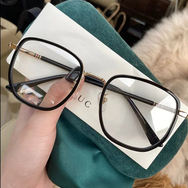 Ultraleichte Blaulichtfilter-Brille für Mädchen, Retro-Grüner Rahmen, schlichte Brille, Blaulichtfilter, transparente Brille für Damen