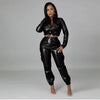 Women Pants Sets Two Piece Long Sleeve Cardigan Hidden Breasted Solid Zipper Fly Pencil Pants Slim Fit High Street Pockets