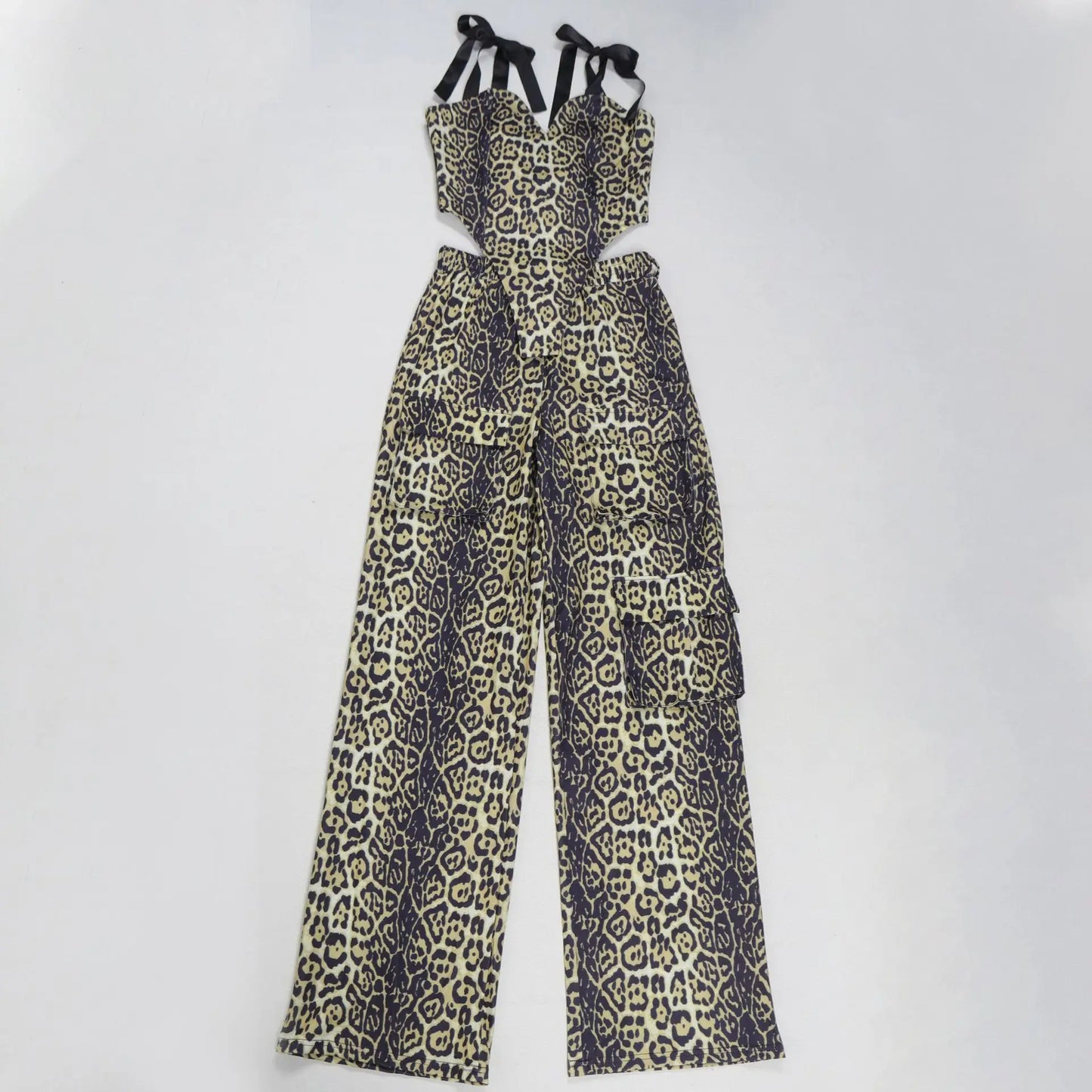 Two Pieces Women Pant Sets Print Matching Set Drawstring Pockets Sleeveless Top Elastic Waist Pants Slim Fit Casual 2026 Spring