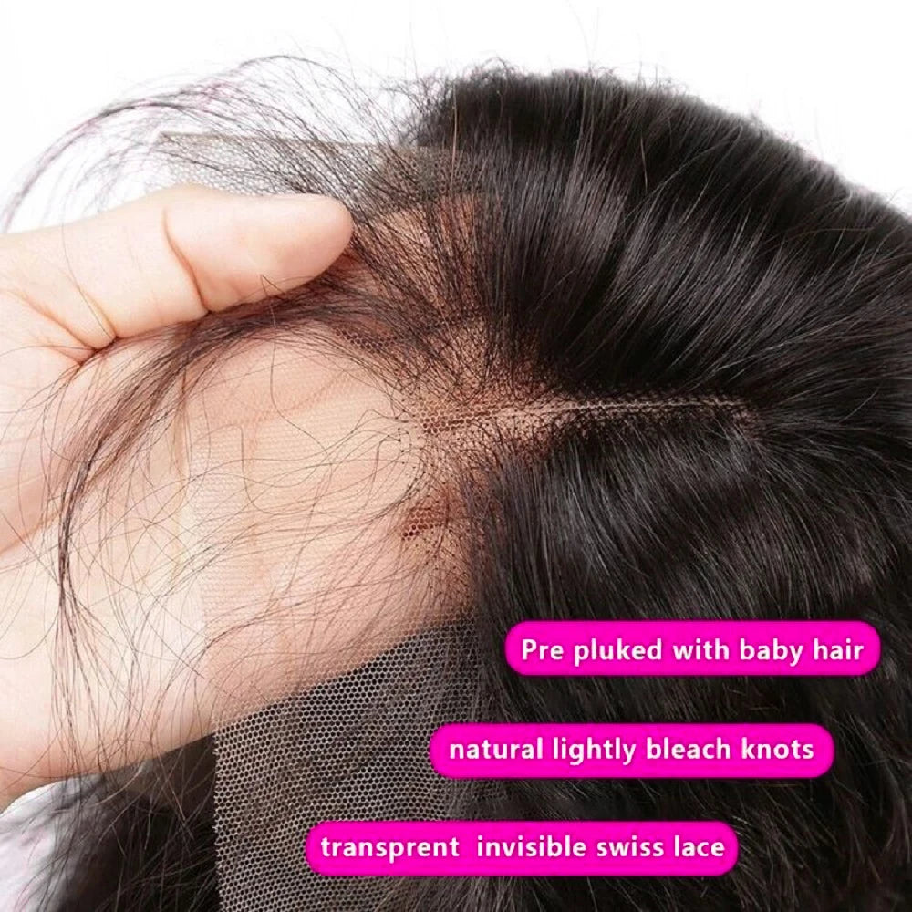 Peruanisches Haar 4x4 Lace Closure Vorgezupft Glattes Haar 13x4 HD Transparente Lace Frontal 100% Echthaar Natürlicher Haaransatz