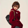Rollkragenpullover 100% Kaschmir Pullover Damen lose verdickend Anti-Aging Nische Vintage Roter Rundhals-Pullover Damen Langarm