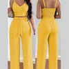 Women Fashion Print Halter V-Neck Short Tank Suit Tops Long Pants Matching Set Summer Casual Female Slim Pants Two Piece Sets