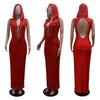 HLJ Sexy Deep V Perspective Sequin Hooded Bodycon Party Club Dresses Women Backless Sleeveless Slim Vestidos Fashion Clothing