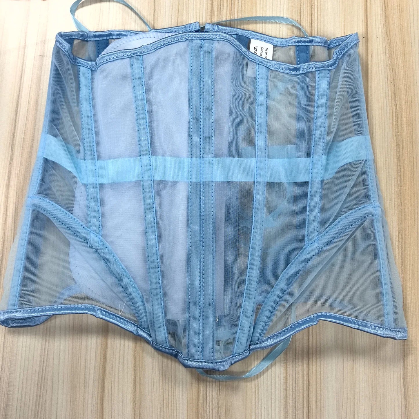 Women Abdomen Tight Corset Crops Under Bust Bustiers Breathable Mesh Waist Girdle With Bones Slimming Lace Up Bodices