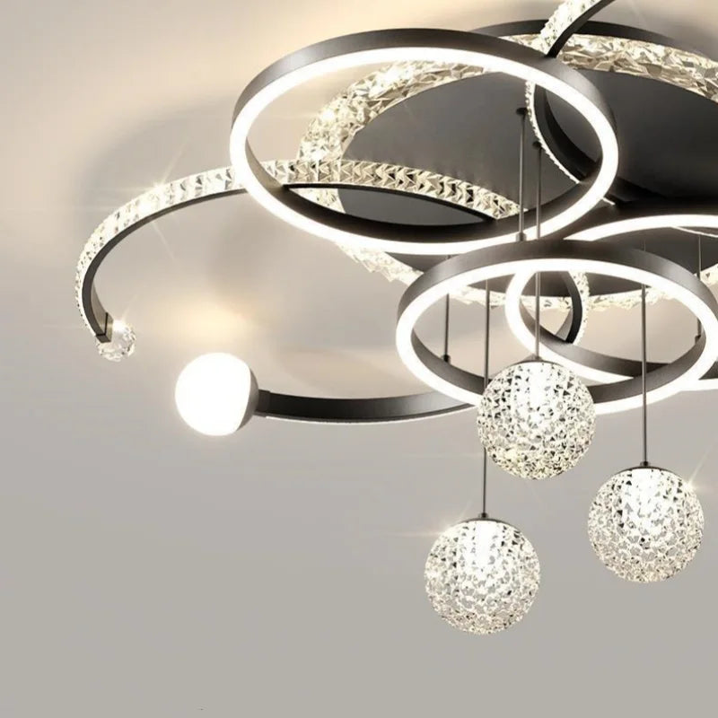 Moderne minimalistische LED-Deckenleuchte, personalisierte kreative Ring-Wohnzimmerleuchten, goldene Atmosphäre, Schlafzimmer-Arbeitszimmer-Kronleuchter