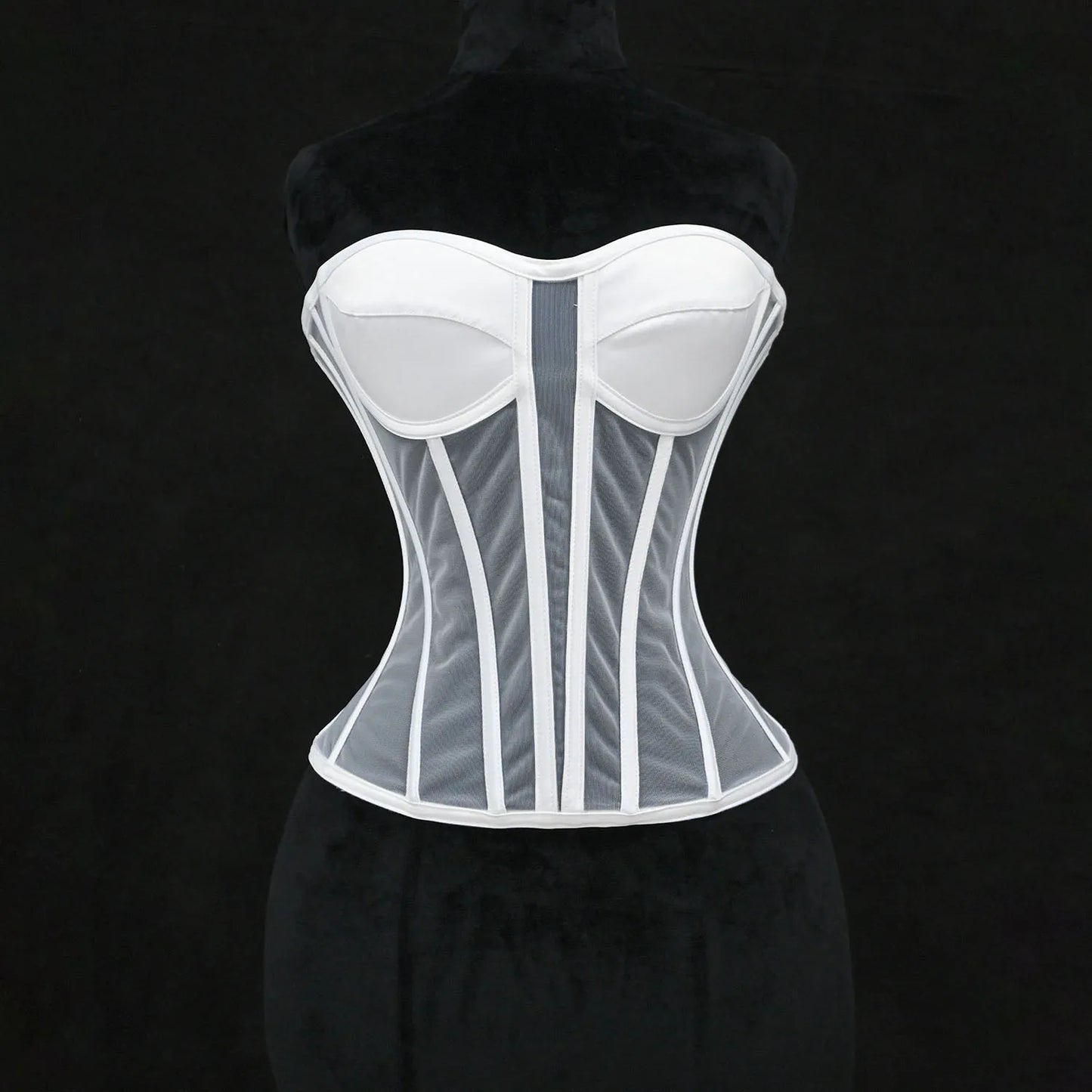 Steel Bone Transparent Bra Bustier Women's Waist Trainer Shapewear Girdles Corset Sexy Club Party Crop Top Lingerie Plus Size